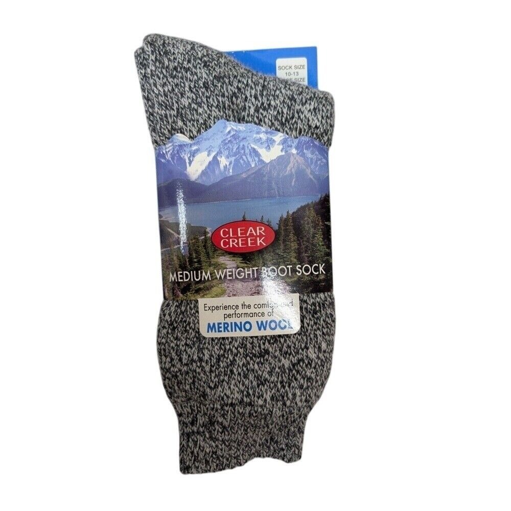 Clear Creek Boot Socks Merino Wool Grey Medium Weight New Hiking Outdoors‎ 10-13